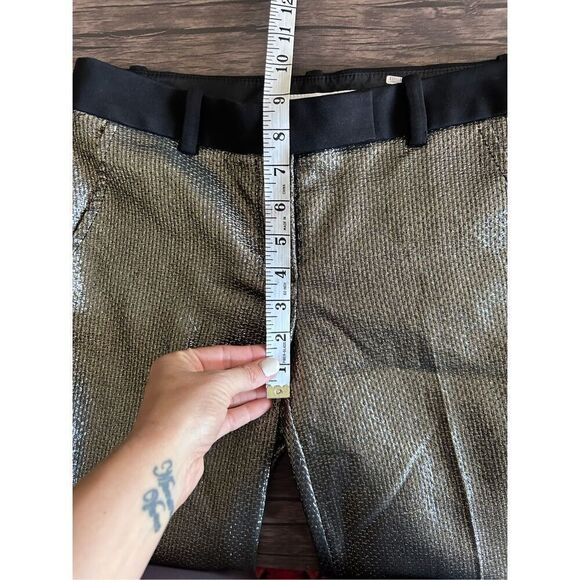 Trina Turk Gold Metallic Pants Pleated Size 2 Disco 70’s Vibes Throwback - Picture 11 of 12